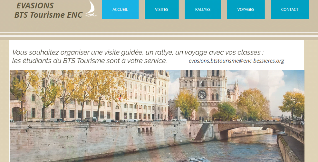Page accueuil blog BTS tourisme ENC
