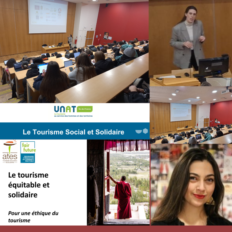 Étudiants de L'école nationale de Paris Bessieres assistant à des interventions sur le tourisme social, solidaire et équitable avec des expertes de l’UNAT et de l’ATES